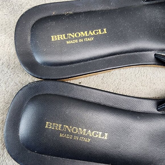 Brunomagli Shoes Womens Size 8.5 Black Leather Slip On Sandals *GUC* - Picture 11 of 12